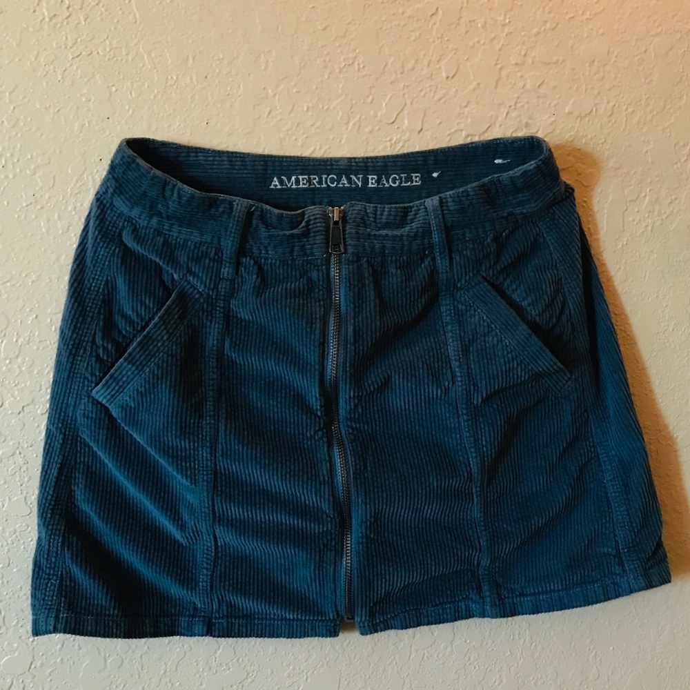 American Eagle Blue Corduroy Skirt